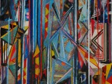 Blue Floral Geometric Abstraction